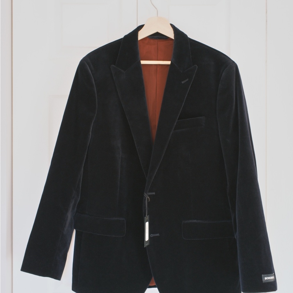 Bonobos Navy Velvet Sport Coat with Notched Lapel